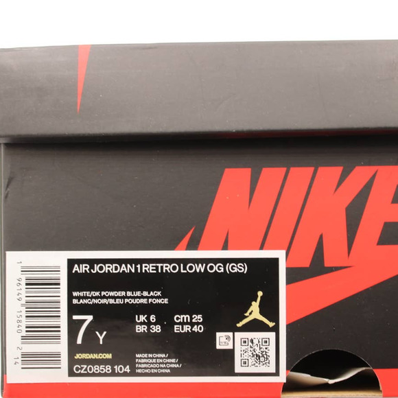 Air Jordan 1 Retro Low OG Black Dark Powder Blue (GS) Size 7Y Style CZ0858-104 5 - Picture 10 of 10